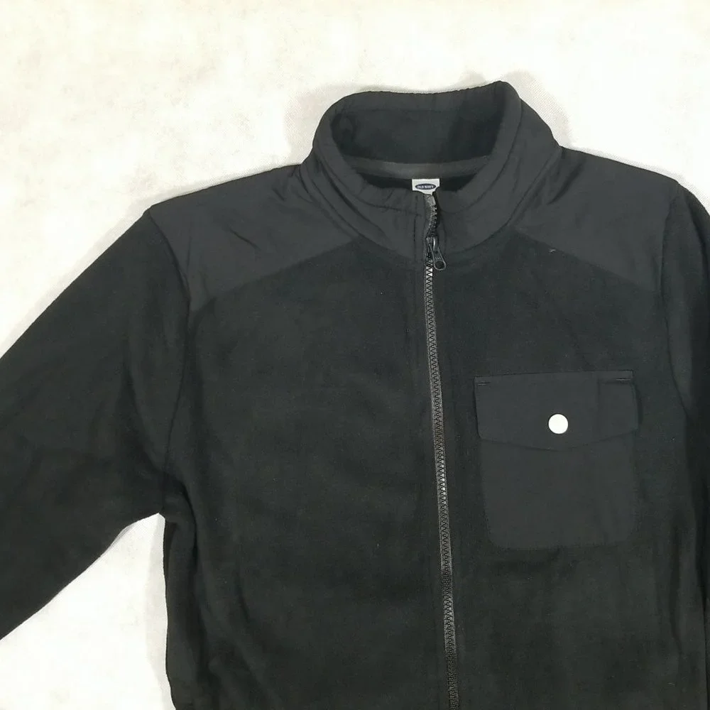 NEW with Tag  Old Navy Fleece Full Zip Jacket ‎ Black  Size XL (14-16)